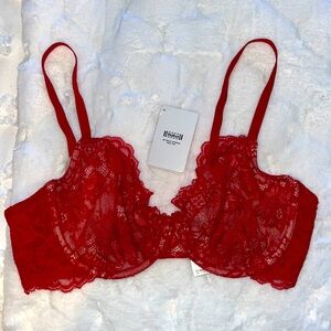 Wolford Unlined Red Lace Bra